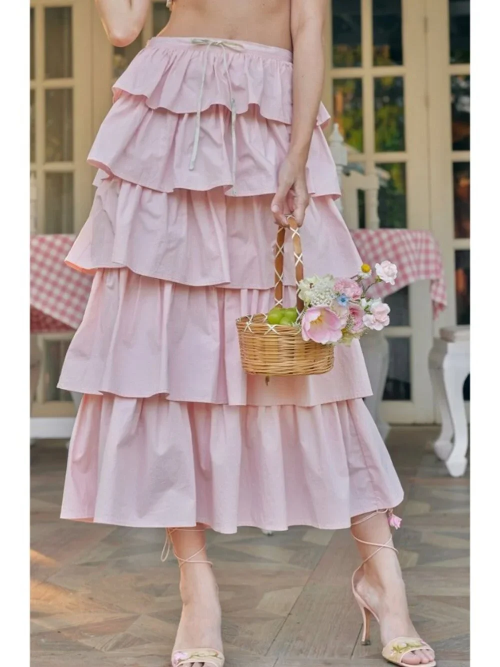 LACEMADE Fleur Poetry pink cotton ruffle skirt - Picture 2 of 10